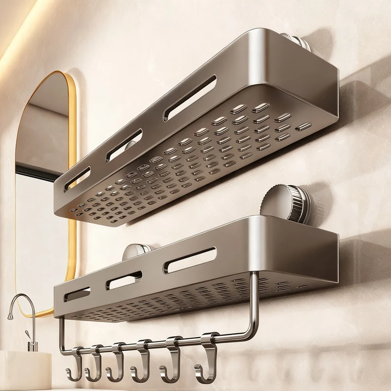Suction Cup Shelf for Bathroom, wall-mounted