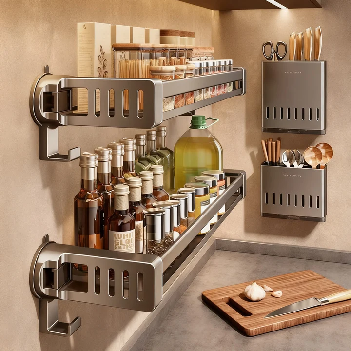 Suction cup kitchen shelf to hang