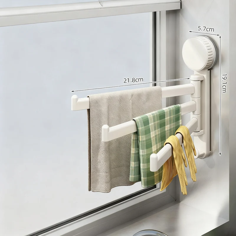 Suction cup holder for kitchen towels, rotatable