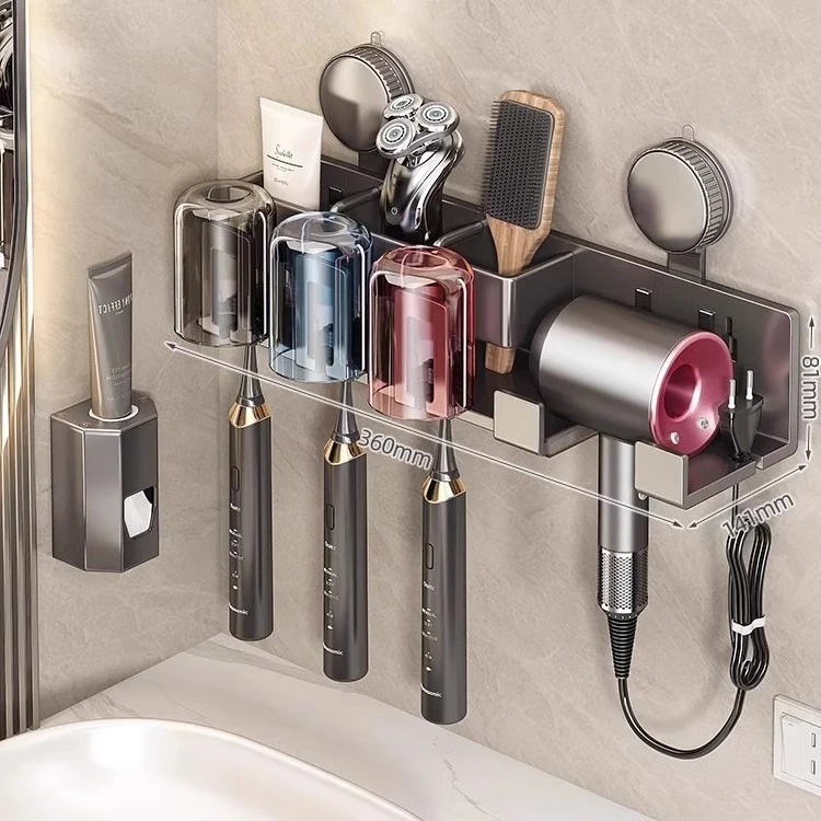 Suction cup holder for hair dryer and bathroom accessories