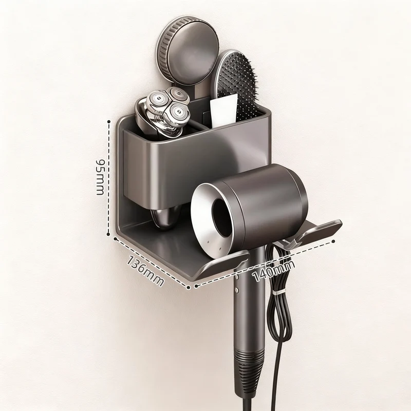 Suction cup holder for hair dryer and bathroom accessories