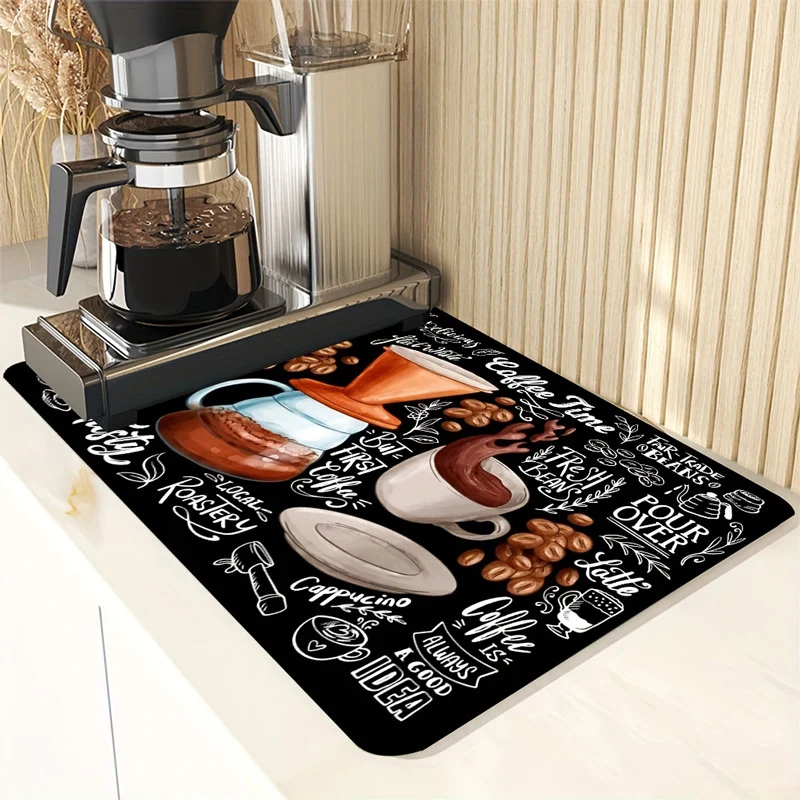 Coffee-Themed Kitchen Mat