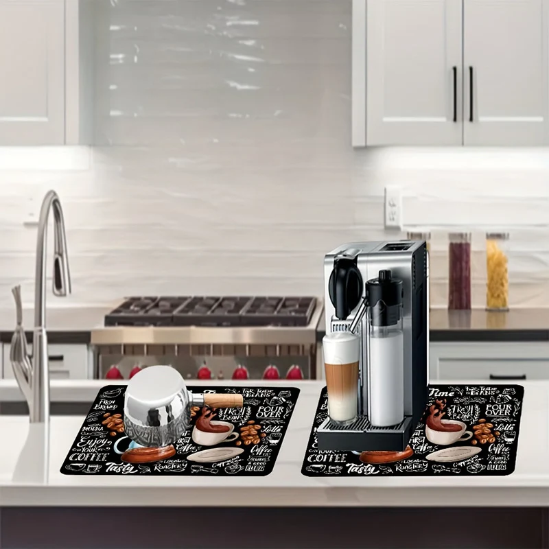 Coffee-Themed Kitchen Mat