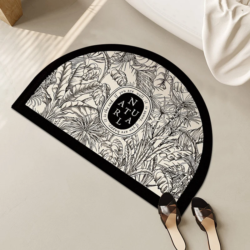Vintage-Inspired Floral Half-Moon Bath Mat