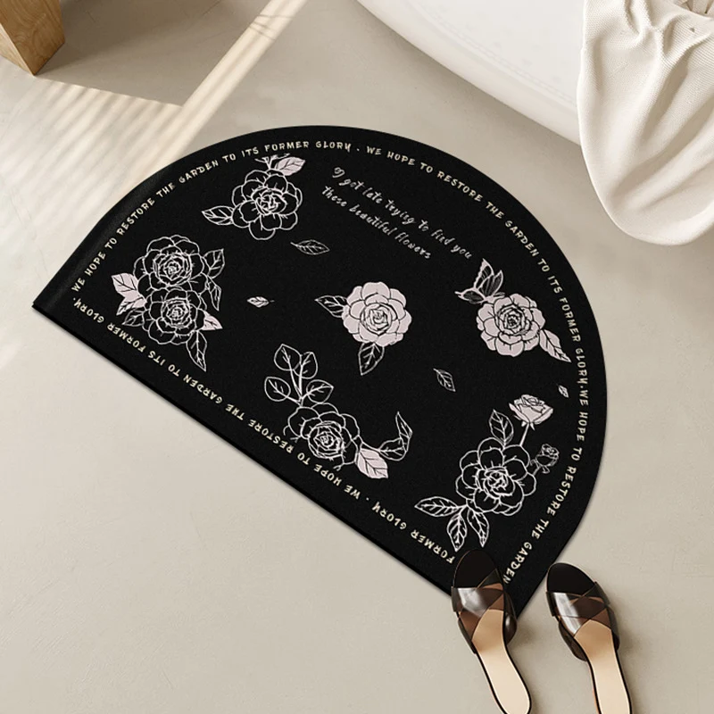 Vintage-Inspired Floral Half-Moon Bath Mat