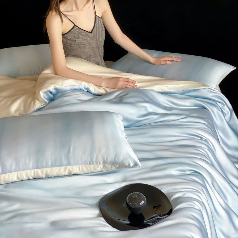 Elegant satin bedding set with silky shiny surface and breathable filling Stornfield