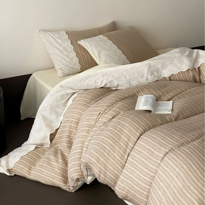 Bedding set made of fine linen-cotton blend with subtle striped texture Stornfield