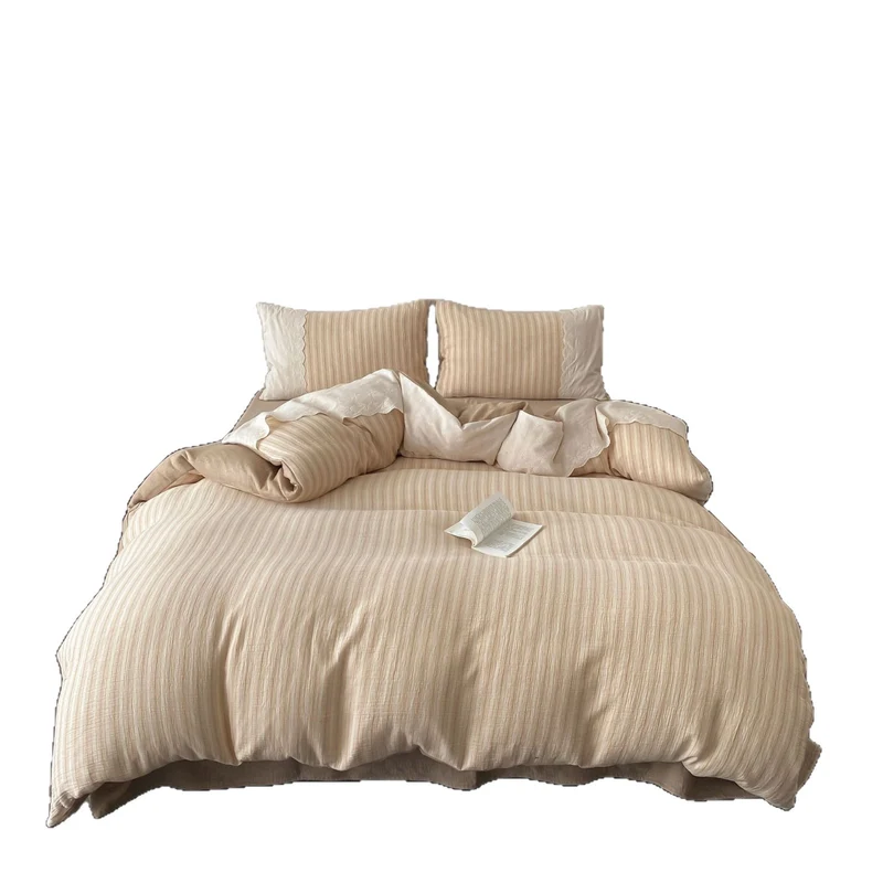 Bedding set made of fine linen-cotton blend with subtle striped texture Stornfield