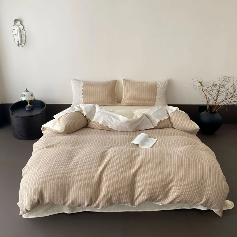 Bedding set made of fine linen-cotton blend with subtle striped texture Stornfield