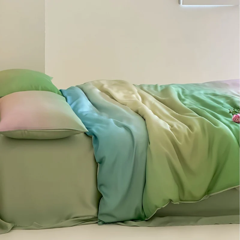 Bedding set with marbled all-over print and fitted sheet Stornfield