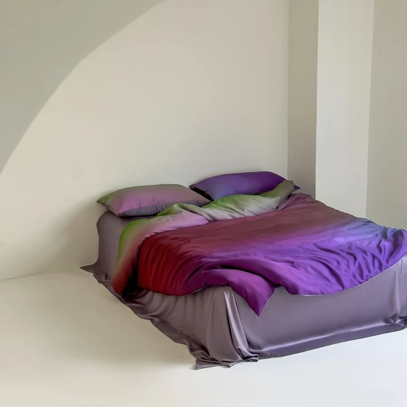 Bedding set with marbled all-over print and fitted sheet Stornfield