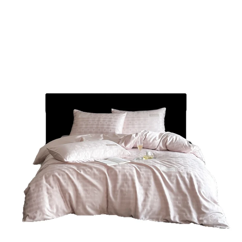 Luxurious cotton satin bed linen set with subtle check pattern and silk matte finish Stornfield