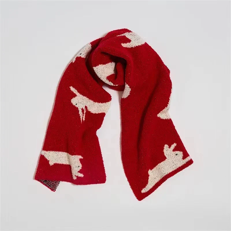 Jacquard knit cuddle blanket with rabbit motifs Stornfield