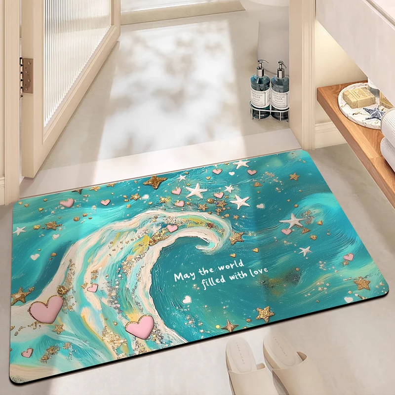 Artistic Resin-Glazed Bath Mat