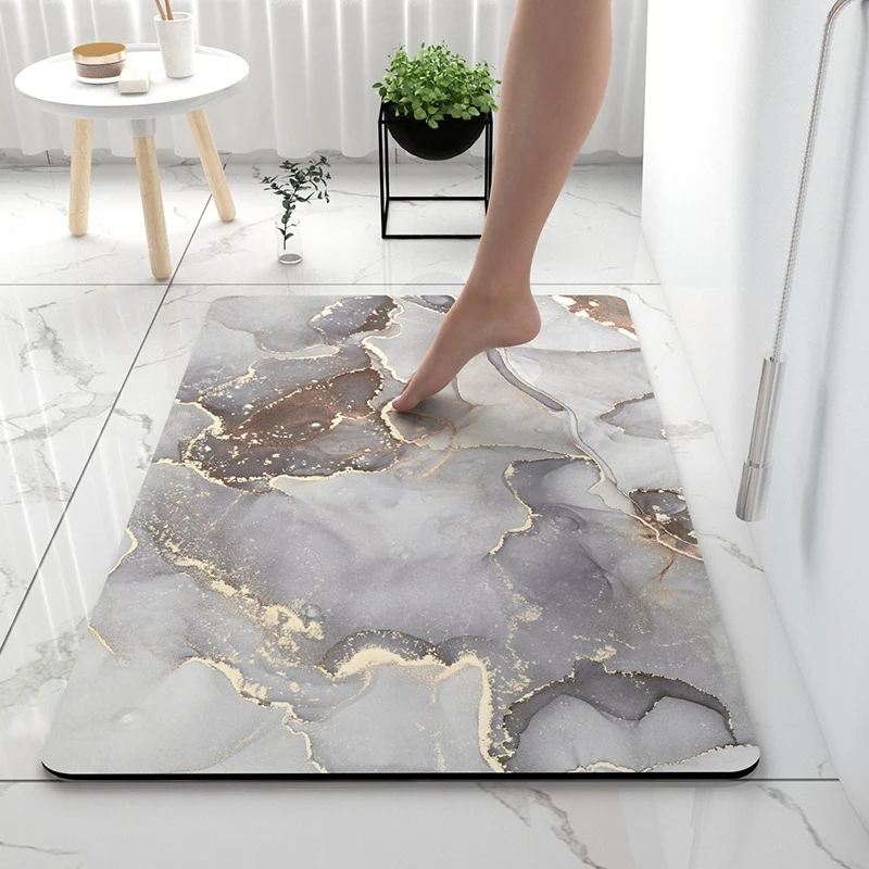 Artistic Marble Print Bath Mat