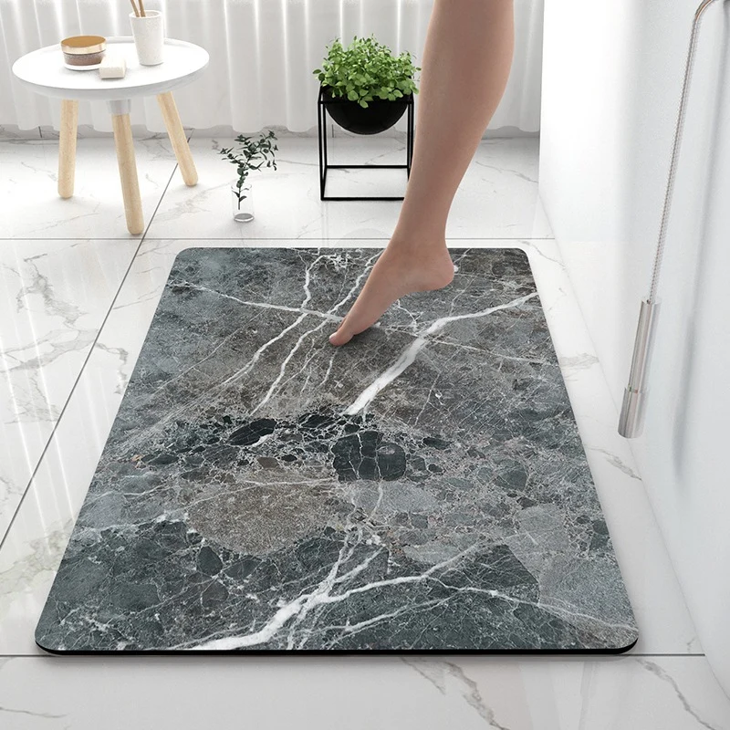Artistic Marble Print Bath Mat
