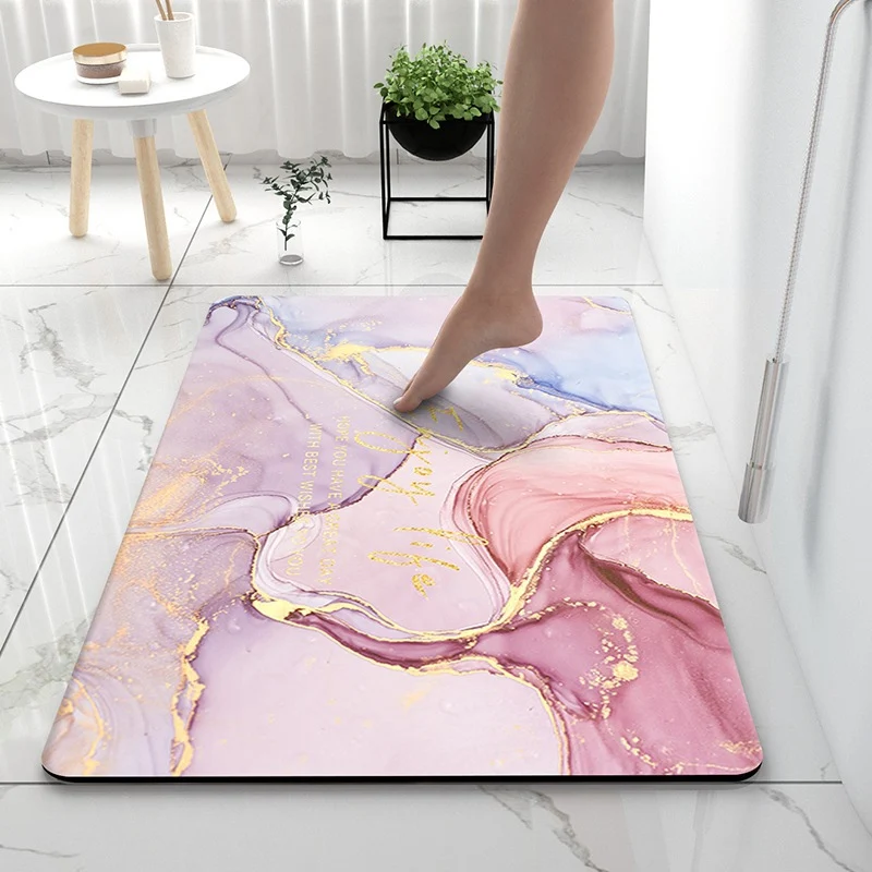 Artistic Marble Print Bath Mat