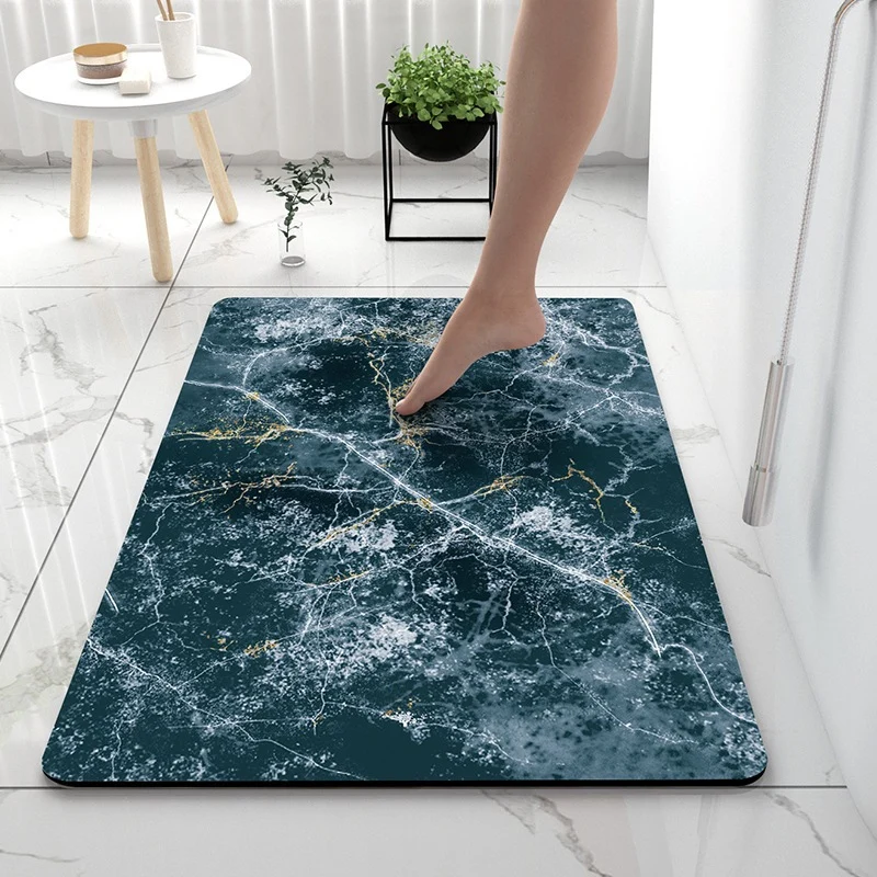 Artistic Marble Print Bath Mat
