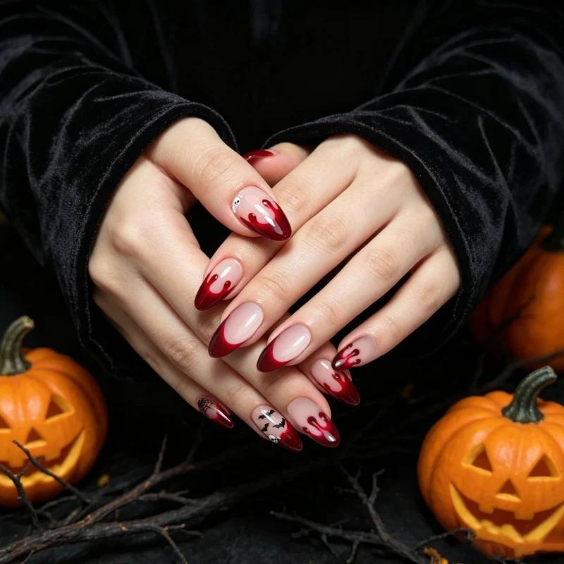 Halloween-Themed Long Coffin Nail Art Stornfield