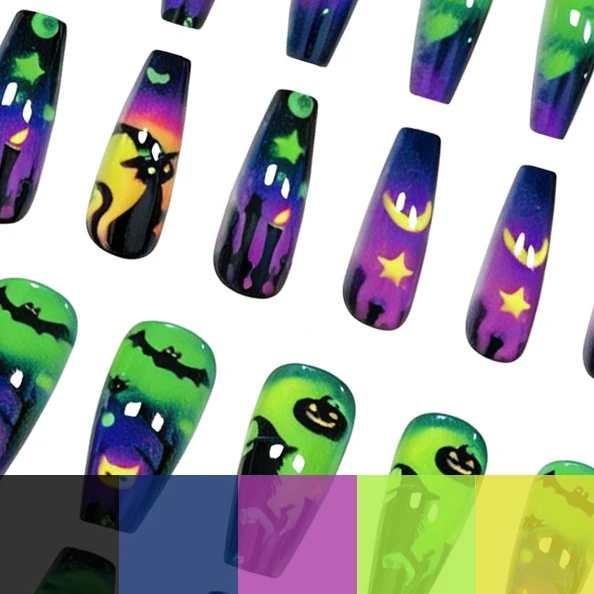 Halloween-Themed Glow-in-the-Dark Nail Art Stornfield