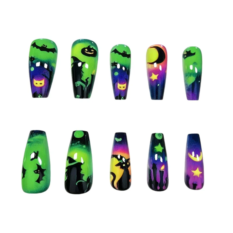 Halloween-Themed Glow-in-the-Dark Nail Art Stornfield