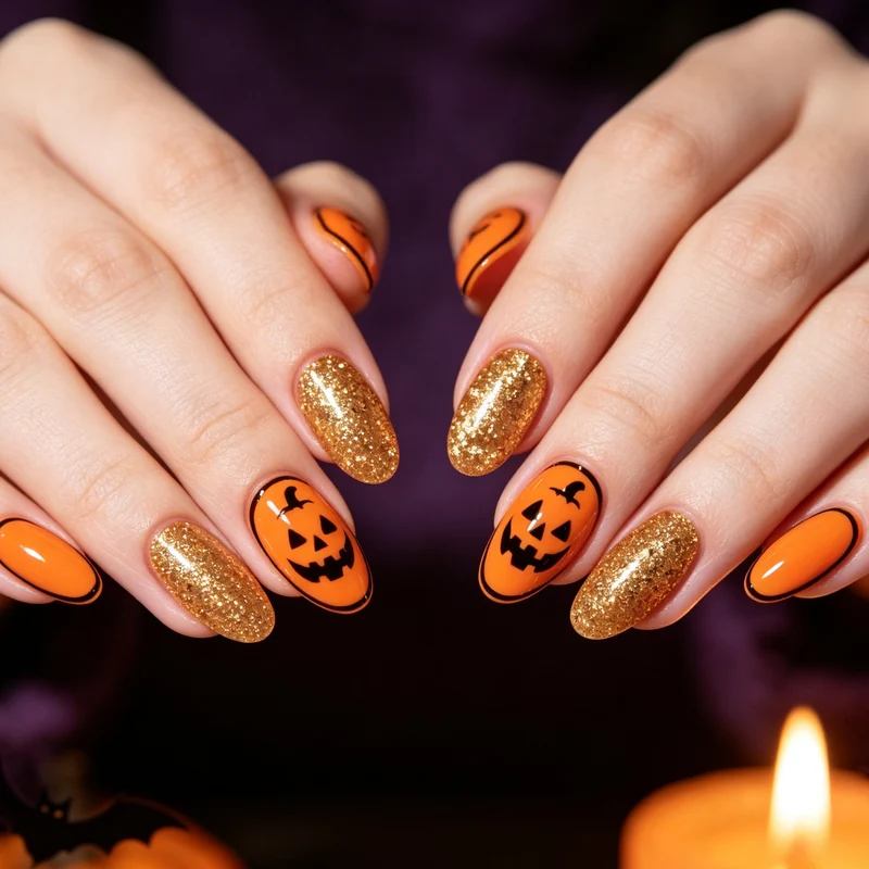 Halloween-Themed Glittering Nail Art Set Stornfield