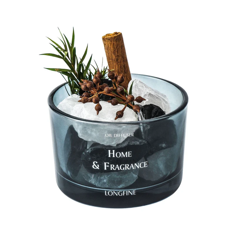 Glas Öl Diffusor Glas mit Himalaya-Salz-Kristall & botanischem Garnitur