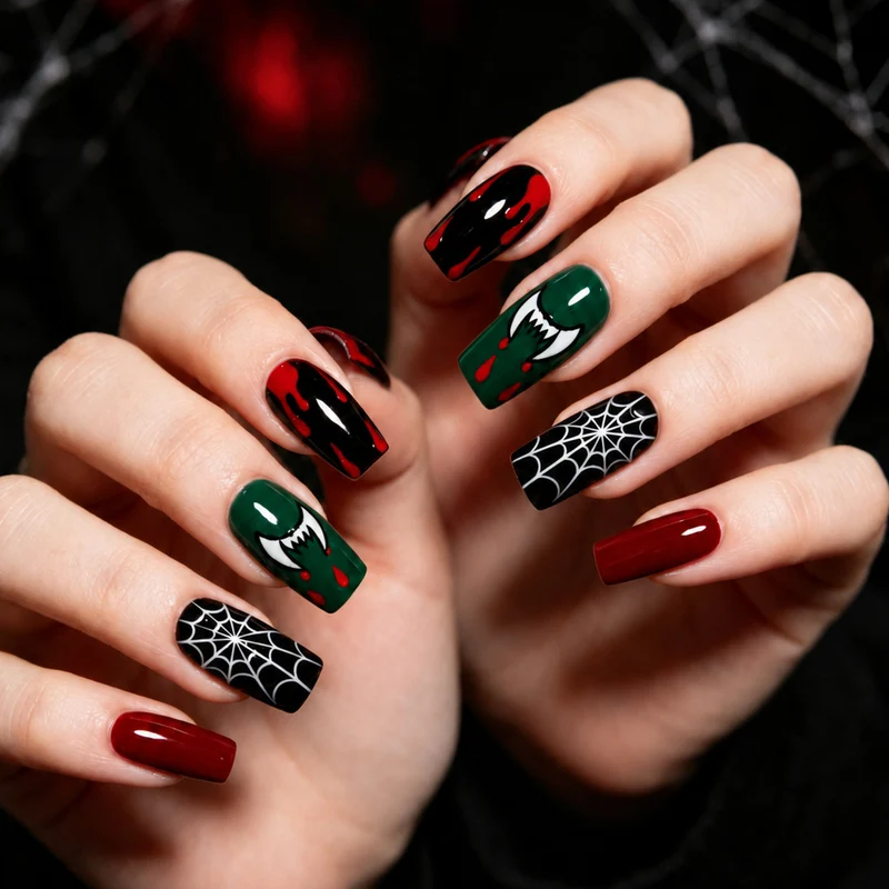 Halloween-Themed Decorative Acrylic Nail Art Extensions Stornfield