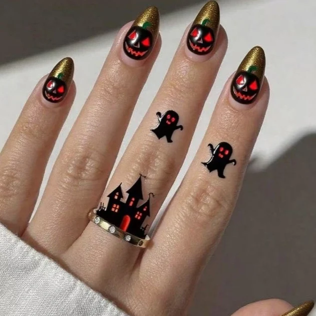 Halloween-Themed Acrylic Nail Art Set Stornfield
