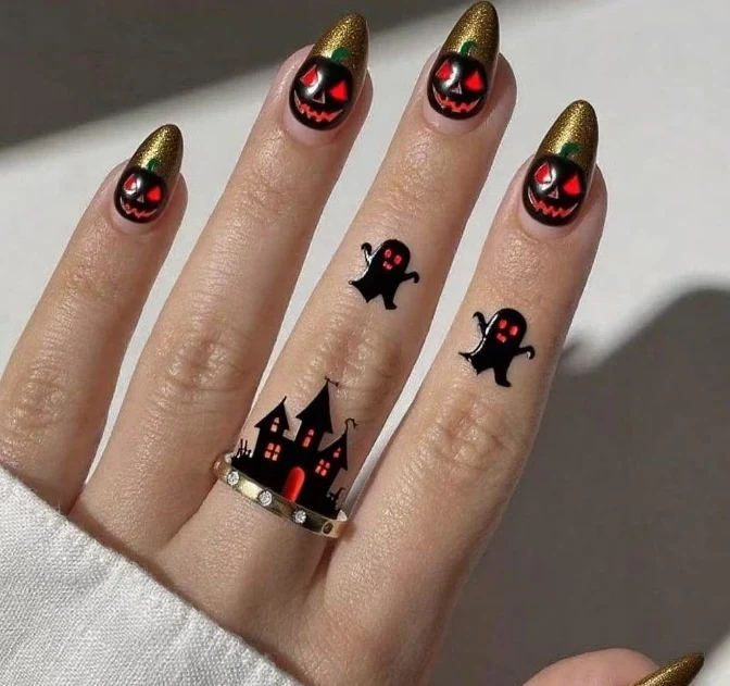 Halloween-Themed Acrylic Nail Art Set Stornfield