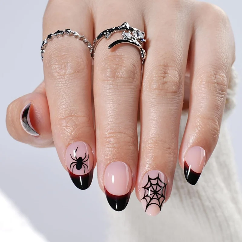 Halloween Pumpkin and Spider Nail Art Stornfield
