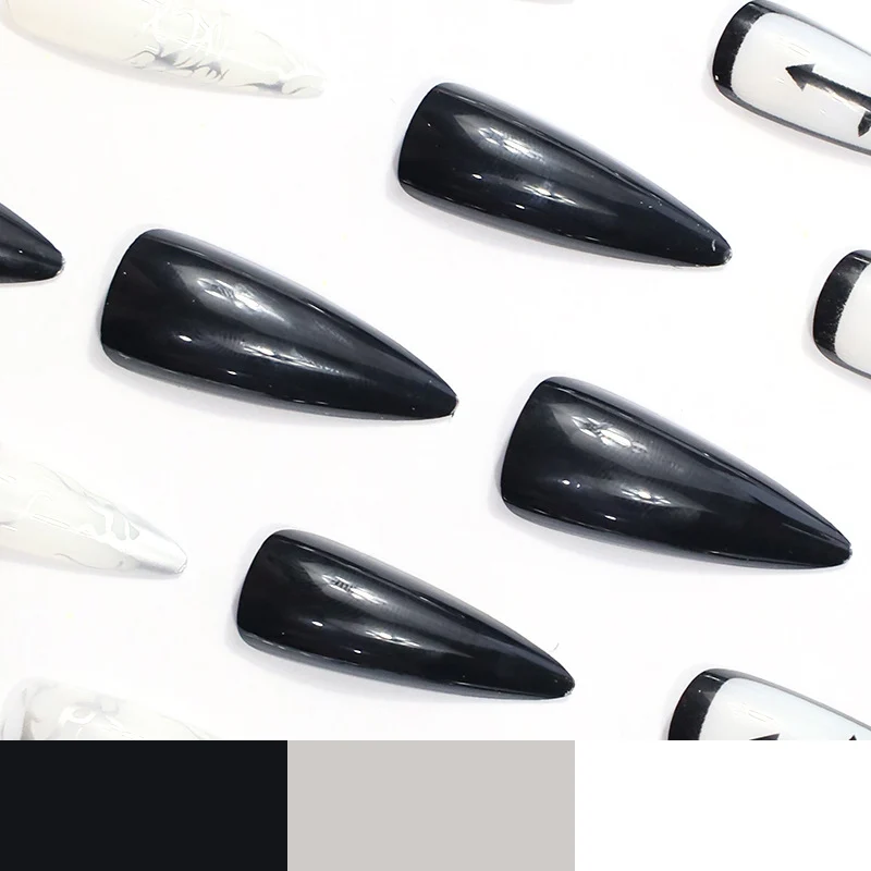 Gothic-Inspired Stiletto Nail Art Extensions Stornfield