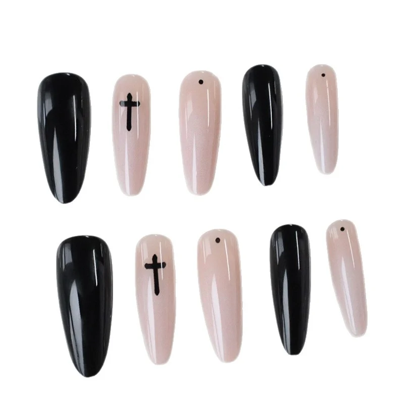 Gothic-Inspired Long Almond Nail Art Stornfield