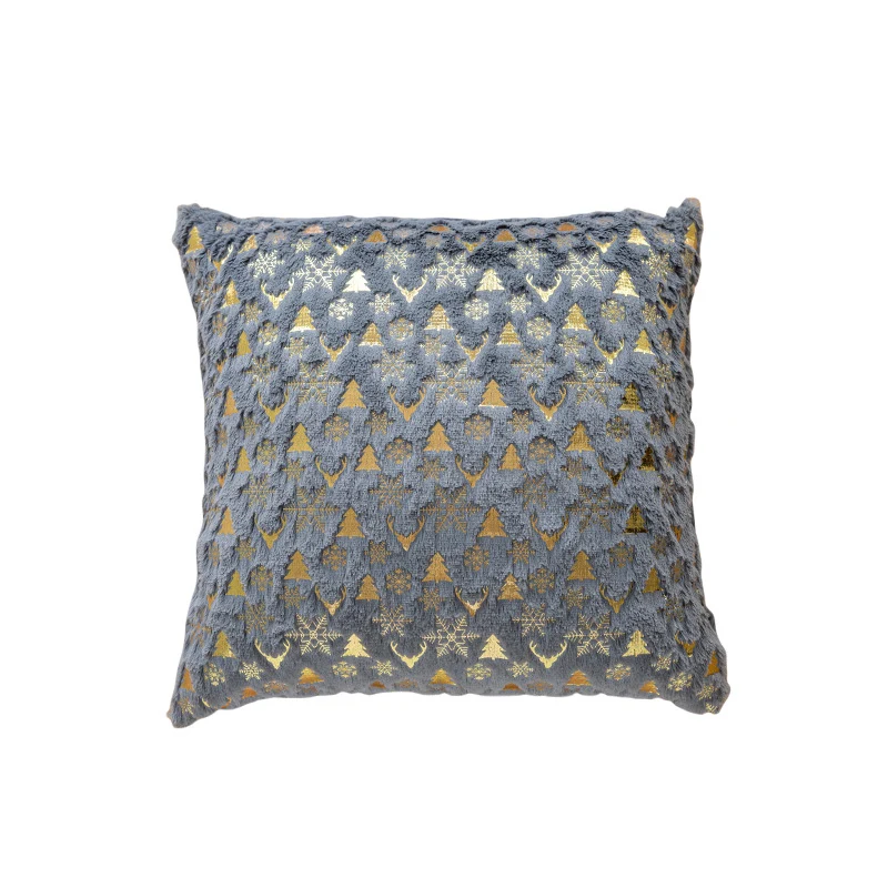 Dekorativer Plüsch-Velours-Wurfkissenbezug mit Goldfolienmotiv
