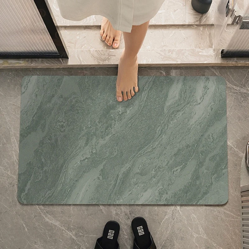 Marble-Effect Soft Bath Mat