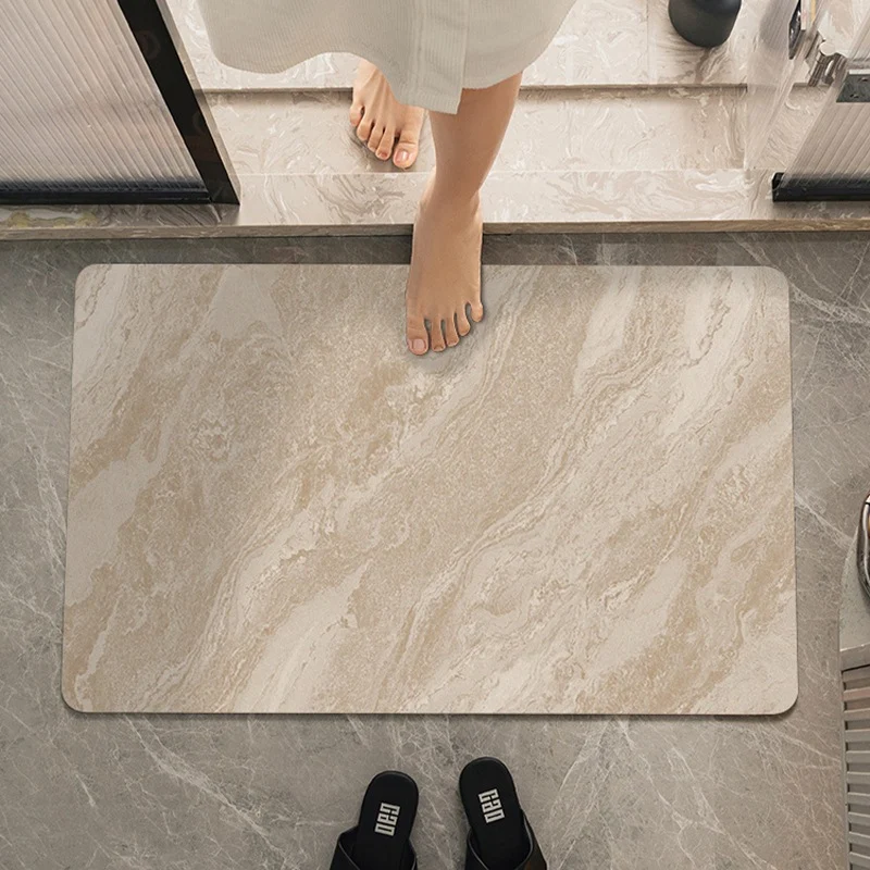 Marble-Effect Soft Bath Mat
