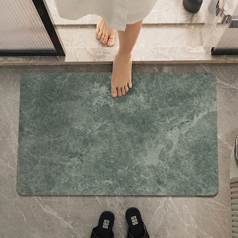 Marble-Effect Soft Bath Mat