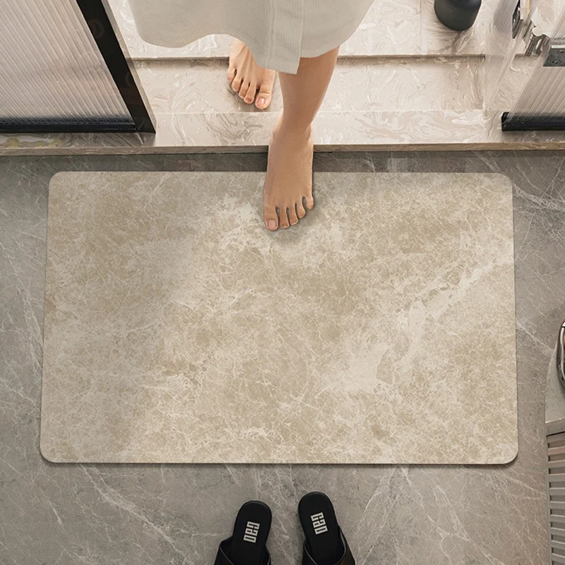 Marble-Effect Soft Bath Mat