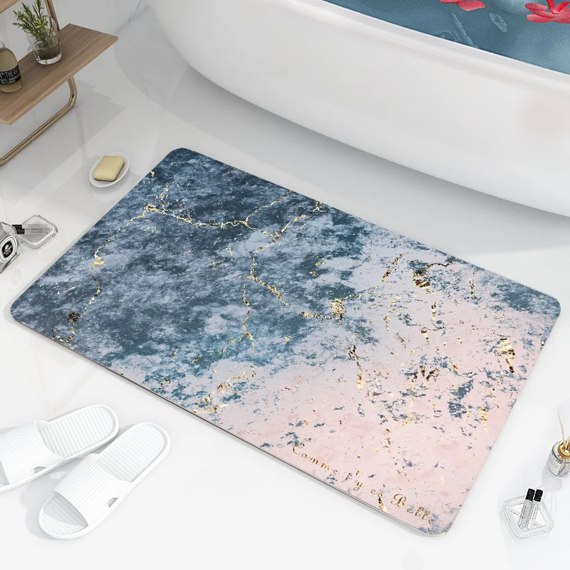 Luxurious Marble Print Bath Mat