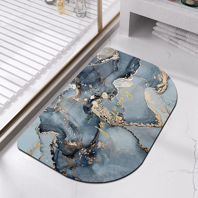 Half-Moon Marble-Pattern Bath Mat