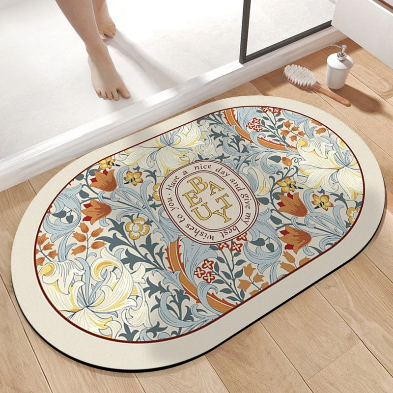 Elegant Floral Design Shower Mat
