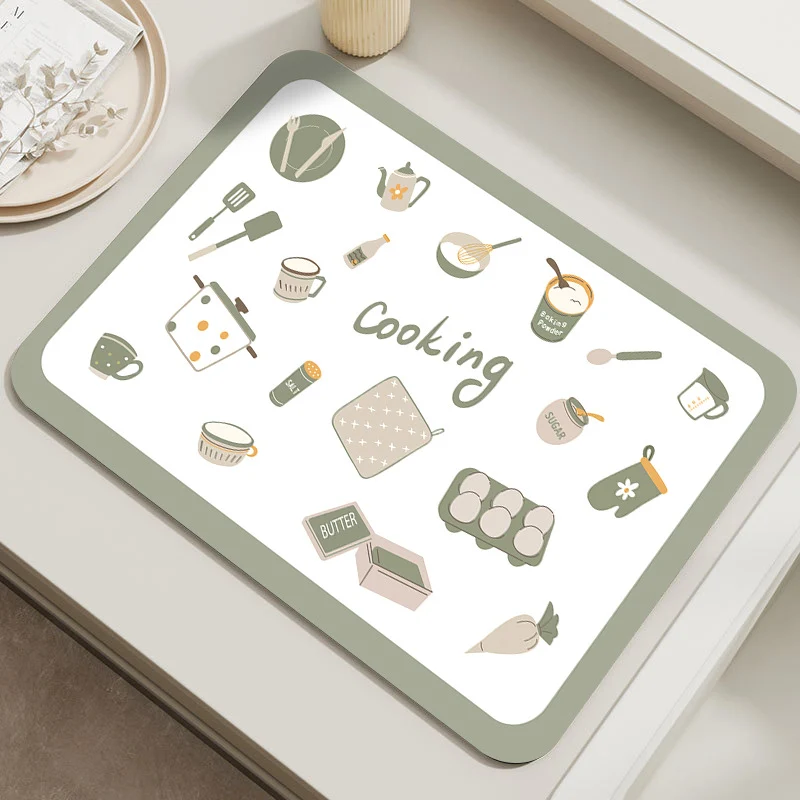 Decorative Soft Floral Patterned Kitchen Mat