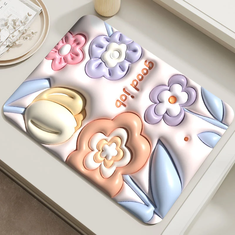 Decorative Soft Floral Patterned Kitchen Mat