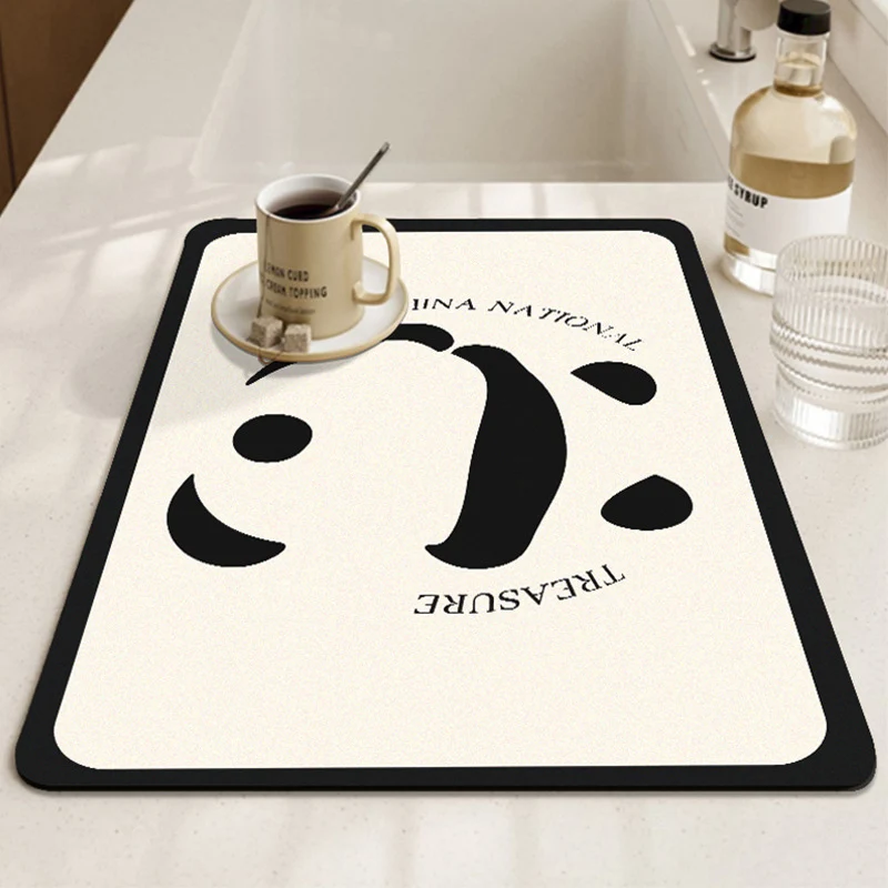 Playful Panda-Themed Decorative Kitchen Mat