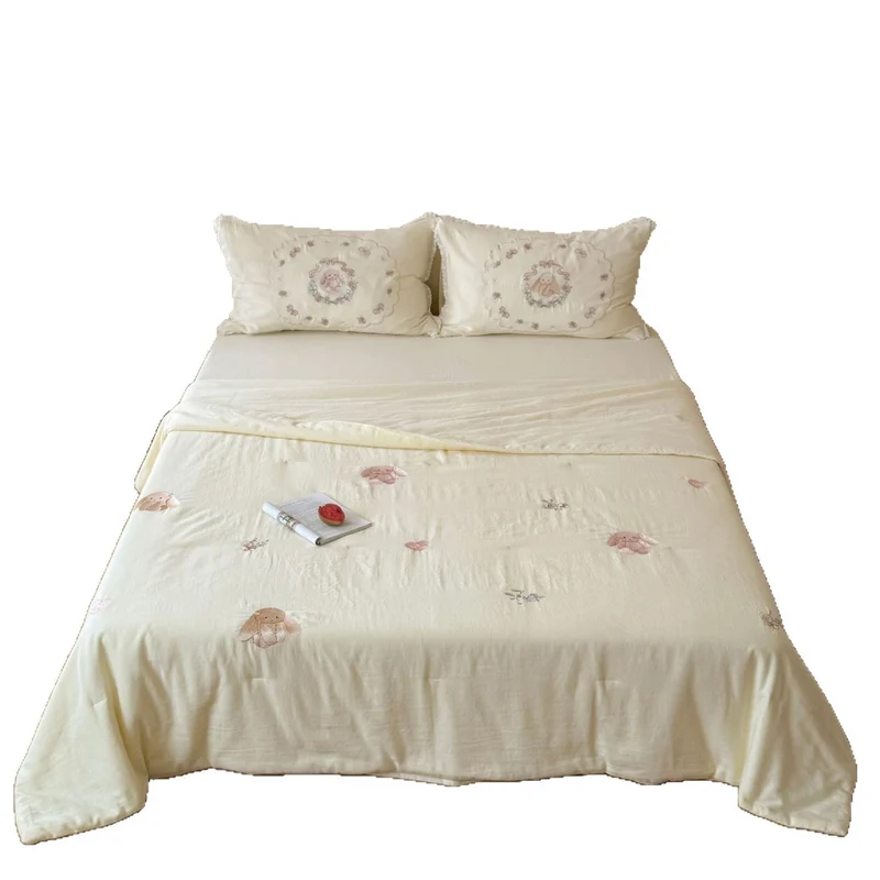 Delicate cotton bed linen set with embroidered pillowcase and fitted sheet Stornfield