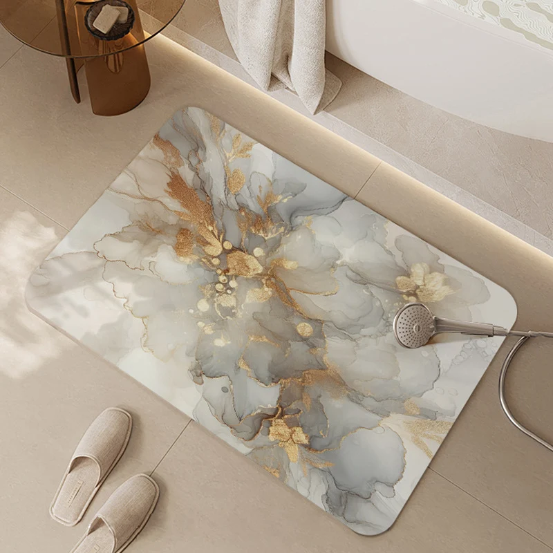 Artistic Floral Print Bath Mat