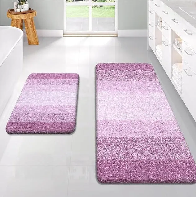 Soft Striped Bath Mat Set