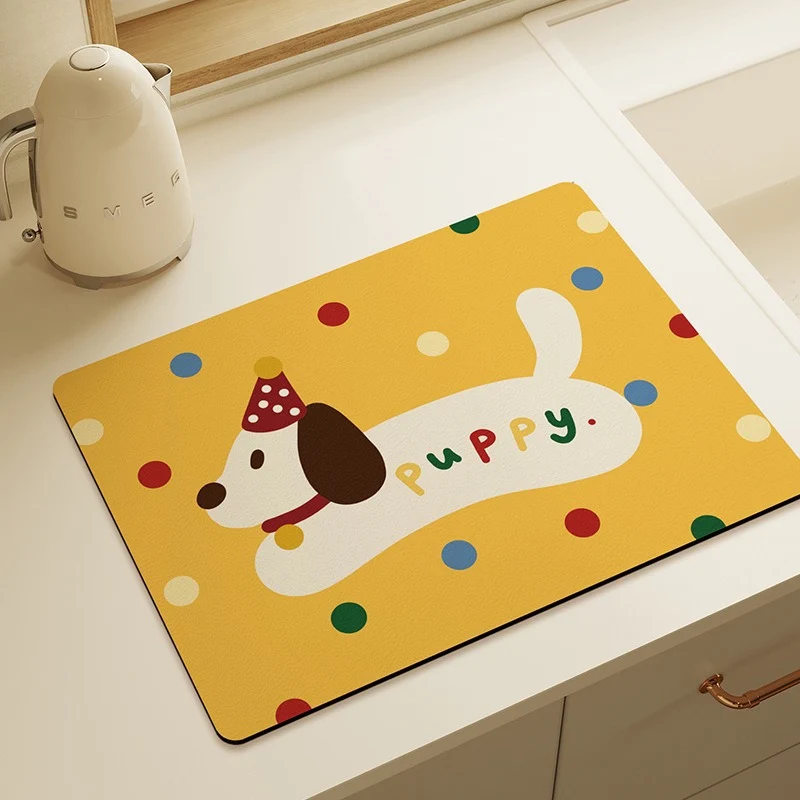 Playful Puppy-Themed Kitchen Mat