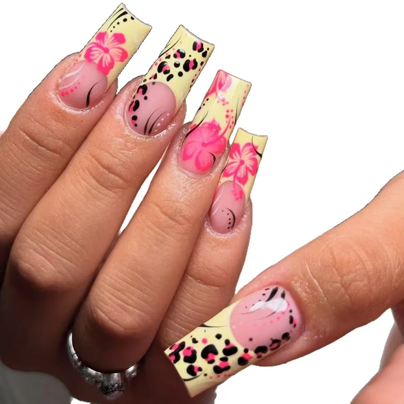 Stylish Floral Acrylic Nail Enhancements Stornfield