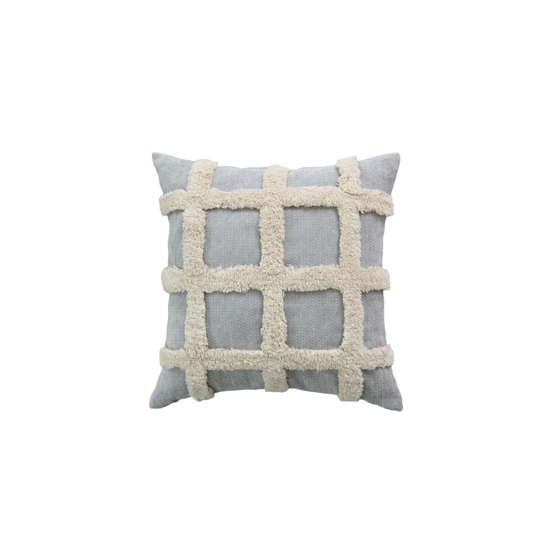 Quadratisches strukturiertes Gitter tufted dekoratives Wurfkissenbezug mit flauschigem erhobenem Gitter